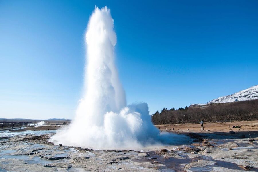 From Reykjavik: Golden Circle and Snowmobiling Tour - Strokkur at the Geysir hot spring area