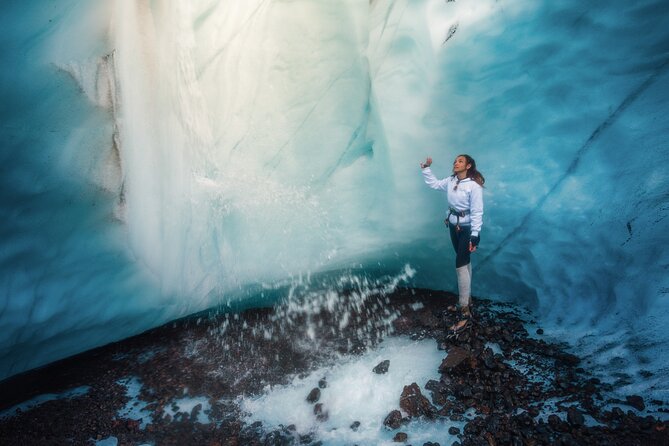 Glacier and Ice Cave Private Photoshoot - 15 Shot Photo Package - Crampons, helmets, and the first step onto the ice