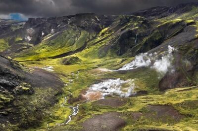 Helicopter Flight Over Geothermal Landscapes from Reykjavik
