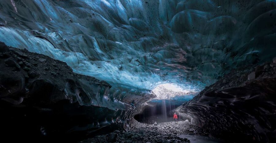 Iceland: Ice Cave Captured with Professional Photos - Walking onto the blue ice