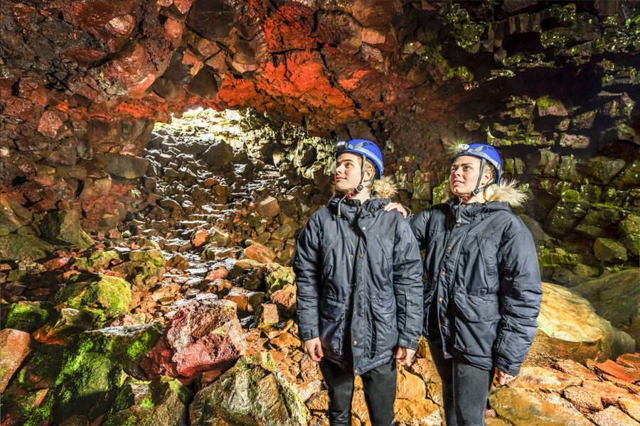 Raufarhólshellir Lava Tunnel: Underground Expedition - Walking back and taking photographs