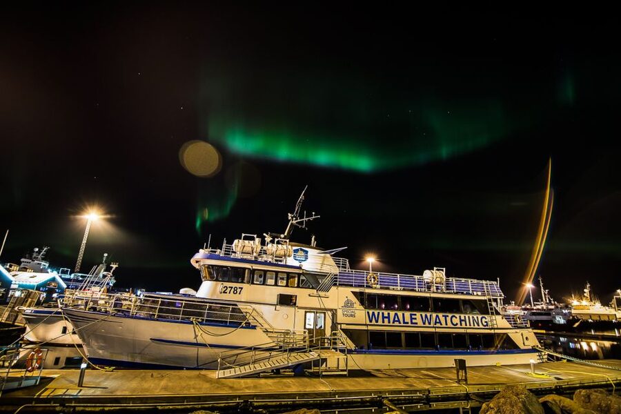 Reykjavik: Northern Lights Guided Boat Tour - Waiting for the aurora over open water
