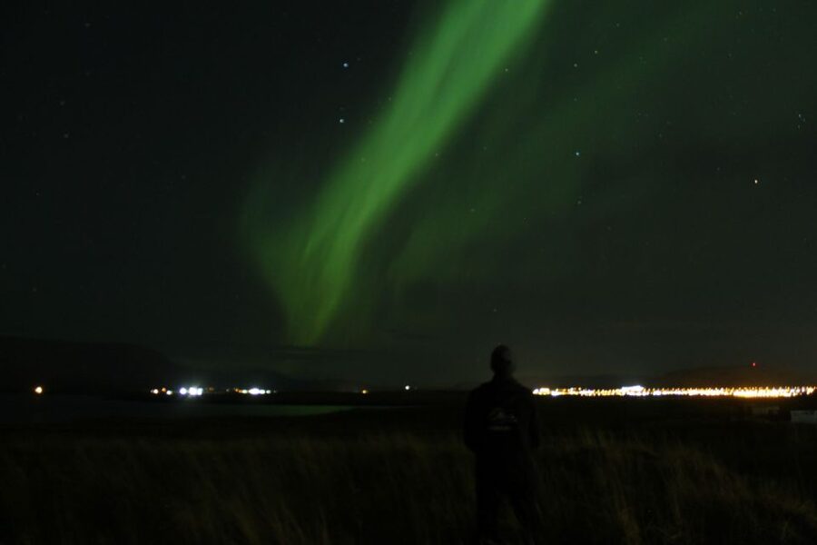 Reykjavik: Northern Lights Motor Yacht Cruise - City landmarks seen from the water