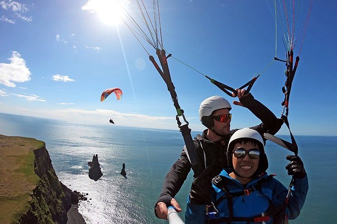 Tandem Paragliding Flights from Vik - Taking off above Vik