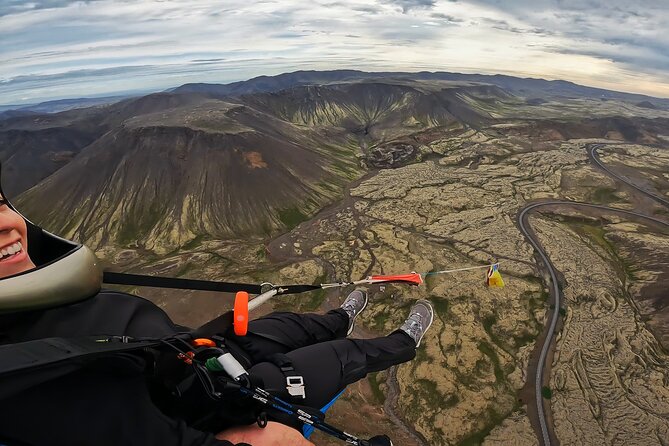 Tandem Paragliding over the Rugged Lava Fields at Blue Mountains - Flying above Iceland’s raw volcanic ground
